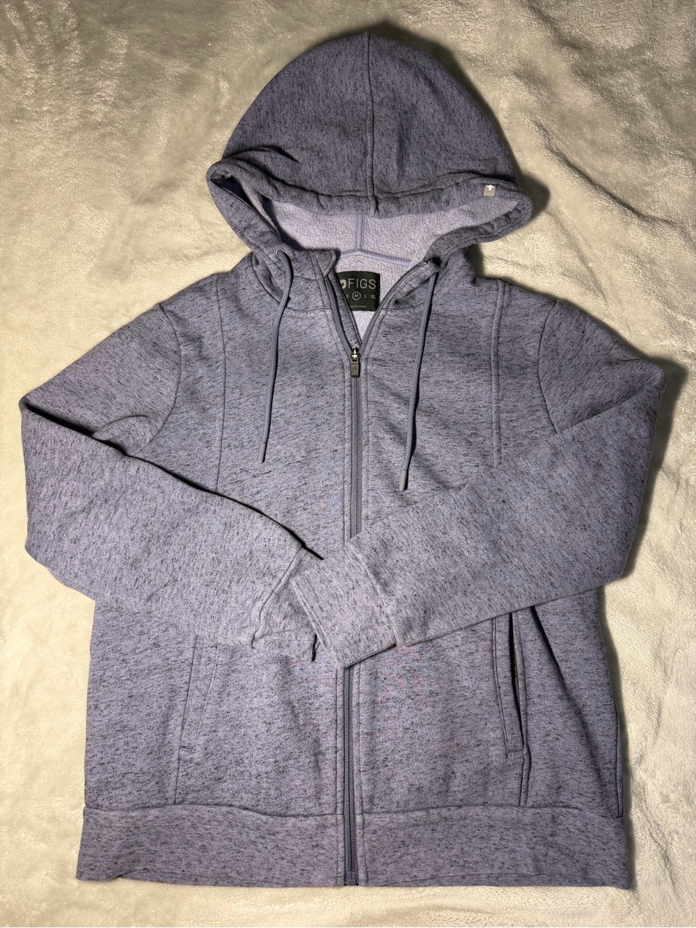 Figs Heathered Lavender Full-Zip Hooded zip up